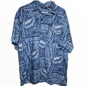 Puritan Hawaiian Shirt Tropical Print Button Down Shirt Bright Oversized Large